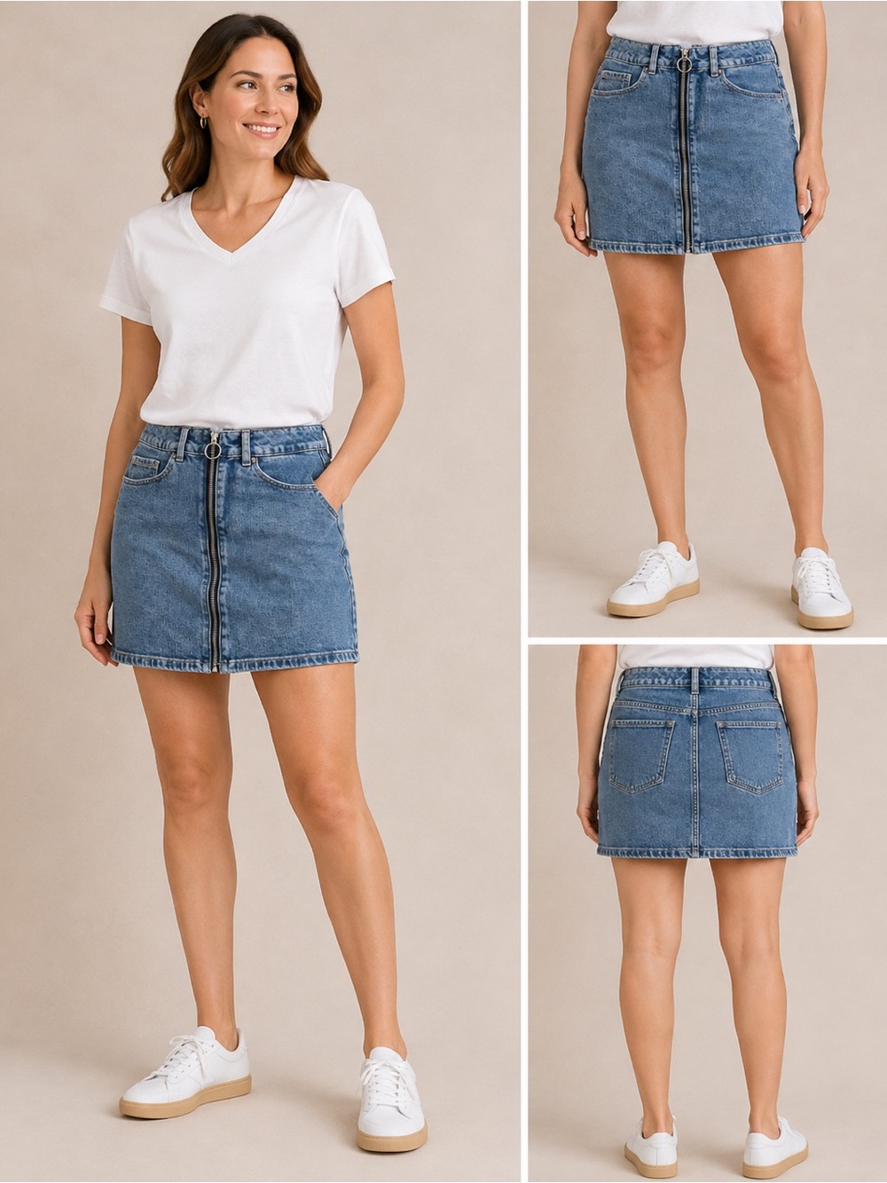 Garage Denim Front-Zip Mini Skirt - Blue XS
